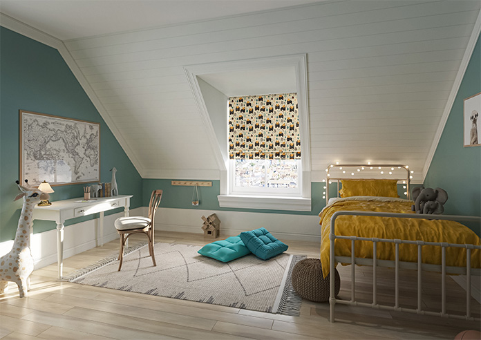 Bear Necessities, Soft Teal - Roman Blind - Image 6